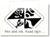 Pen and ink. Road sign design for a acquarium.