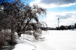 Newman Lake at James Madison University iced over after a 2007 snow storm.