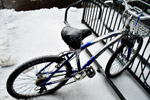 A bike outside of a dorm at James Madison University after an ice storm in 2006, cancelling classes for three days.