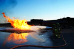 A training exercise at Lynchburg Regional Airport that allows firefighters the opportunity to practice how to extinguish fires involving airplanes and jet fuel.