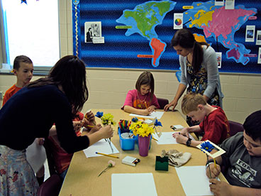 art education students in the classroom