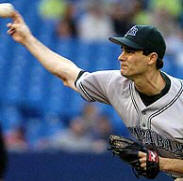Travis Harper and three other Devil Rays relievers combined to shut down the Jays on Tuesday. (CP Photo/Aaron Harris)